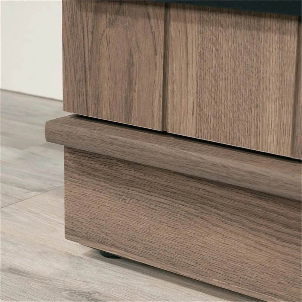 Pemberly Row Farmhouse Engineered Wood 2-Door Narrow Storage Cabinet in Salt Oak