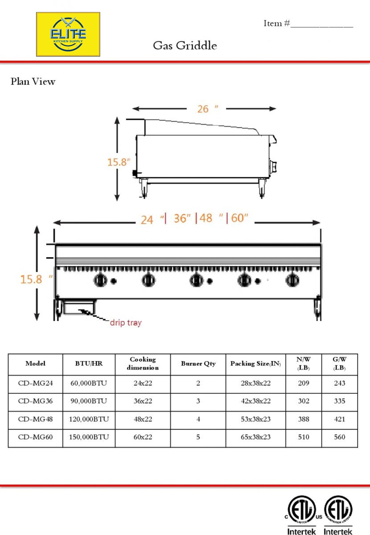 NSF 36 in. Commercial Griddle 90,000BTU Gas Griddle, 3 Burner Heavy-Duty Stainless Steel Countertop Griddle