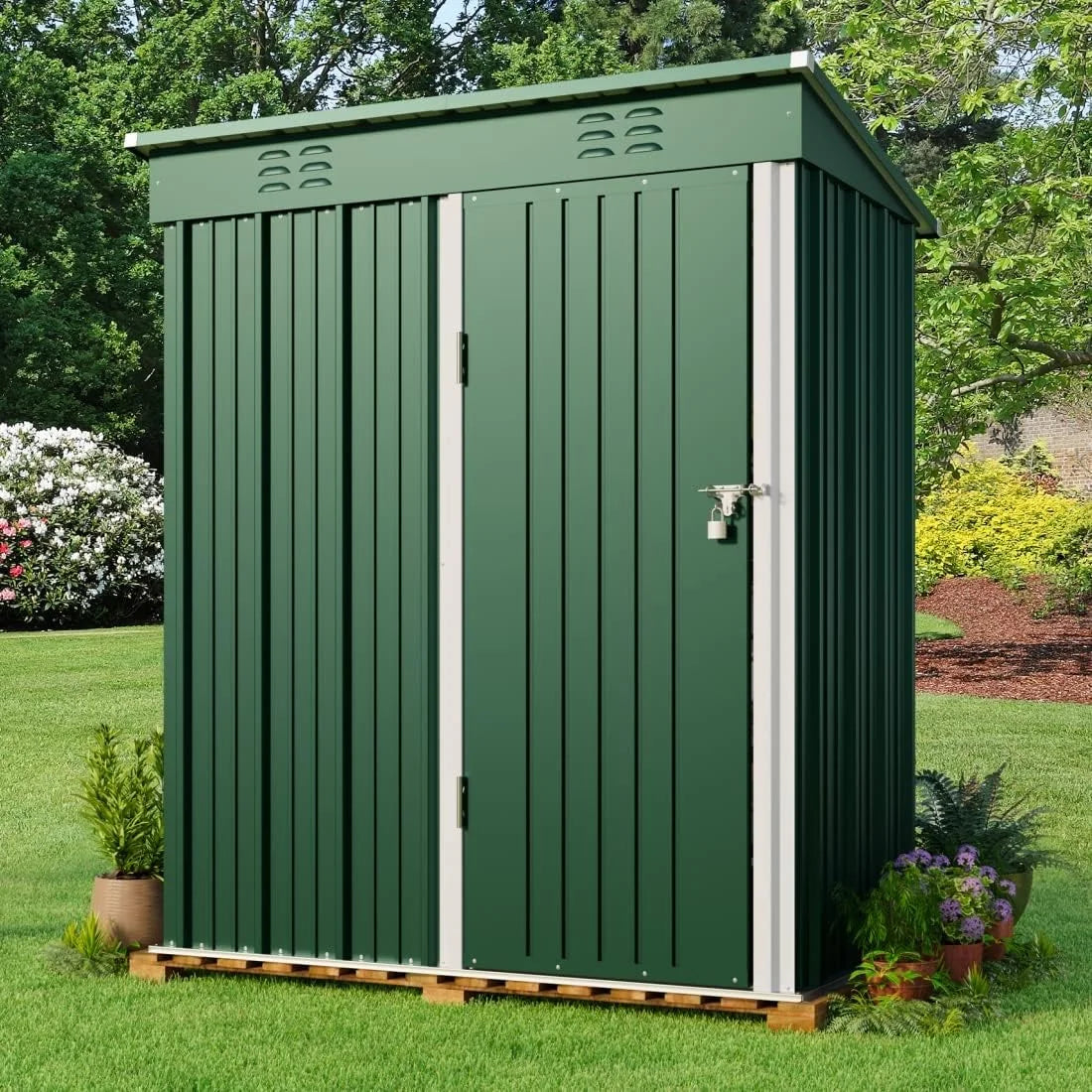 5'x3' Outdoor Storage Shed, Lofka Metal Storage Tool Shed with Single Lockable Door, for Bike| Garden Tools| Patio, Grey