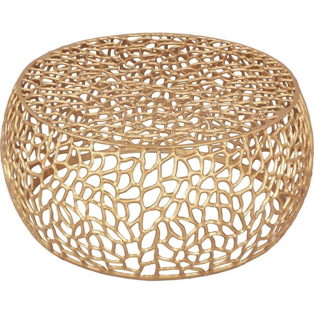 Maklaine Scrollwork Modern Solid Aluminum Coffee Table in Silver