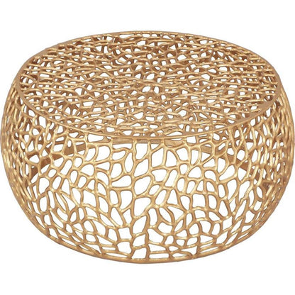 Maklaine Scrollwork Modern Solid Aluminum Coffee Table in Silver
