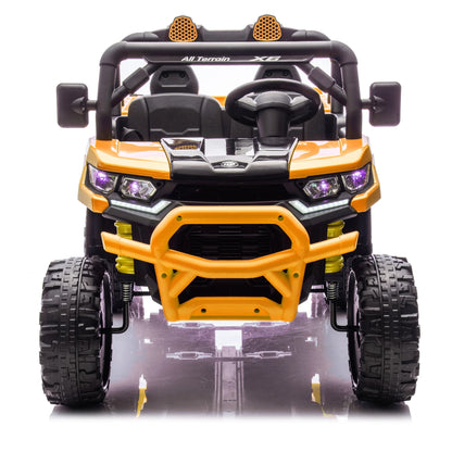 Xuanlur 24V 2 Seater Kids Ride on Car Truck, Ride on UTV W/ 2x200W Motor, 24 Volt Ride on Toys W/ Dump Bed/Shovel, Electric Car for Kids W/ Durable Tires, LED Light, Music, Remote Control, Black