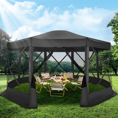 COBIZI 8x8 Pop up Gazebo Tent, Ez up Waterproof Screen Tent Screen House, Portable Outdoor Canopy Sun Shelter with 3 Sidewalls, Carry Bag & Ground Stakes for Camping, Garden and Picnics, Gray
