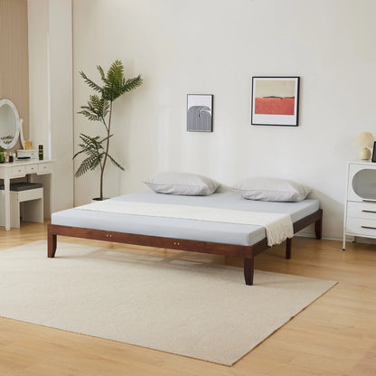 12 Inches Wood Platform Bed Frame Twin Size, Solid Wood Mattress Foundation with Strong Wood Slat Support