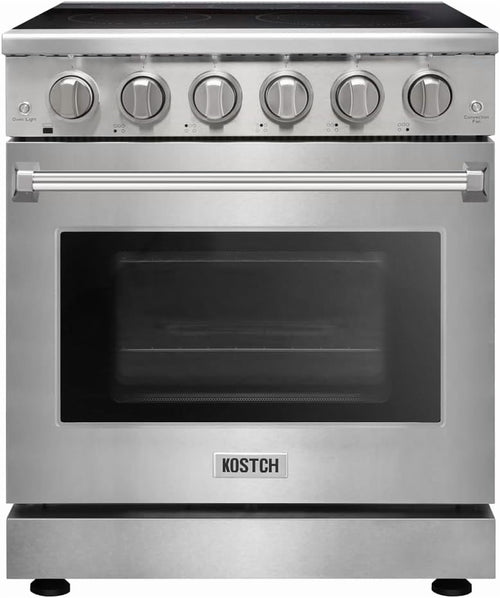 30 inch Professional Electric Range with 5 Heating Elements Cooktop, 4.55 Cu. Ft. Convection Oven Capacity, Smooth Glass Top, in Stainless Steel, KOS-30RE06H (Stainless Steel)