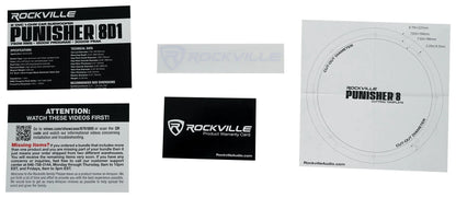 2 Rockville Punisher 8D1 8" 3000w Peak/750w RMS Competition Car Audio Subwoofers