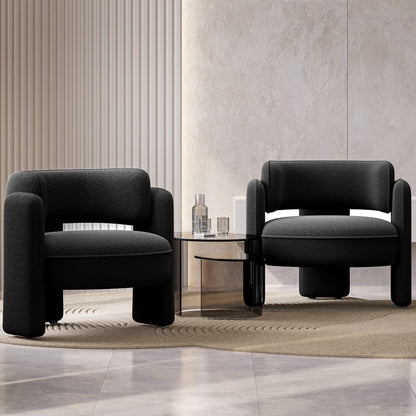 BELLEZE Sherpa Boucle Chair, Modern Barrel Accent Chair Comfy Round Upholstered Armchair Accent Side Chair for Living Room, Bedrooms, Corner - Quinton��White��