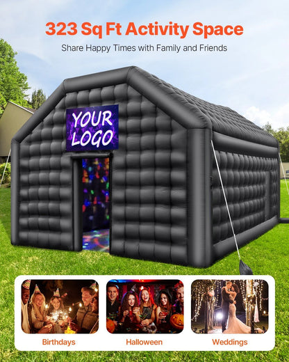 Inflatable Nightclub Tent - 12FT Tall Blow Up Party Shelter with Lights, Perfect for Festivals & Events