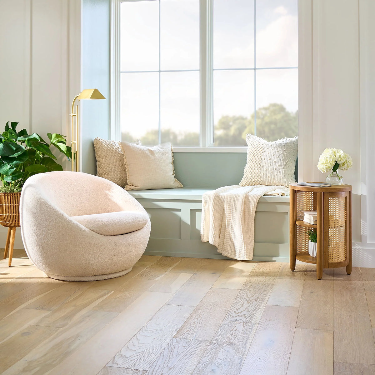 Better Homes & Gardens Mira Swivel Chair, Cream