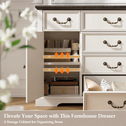 EnHomee Wood Dresser for Bedroom 9 Drawer Dressers&Chest of Drawers 63"L x 15.7"W x 31.5"H,Brown