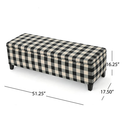 Noble House Hampton Contemporary Fabric Upholstered Storage Ottoman, White and Blue Floral