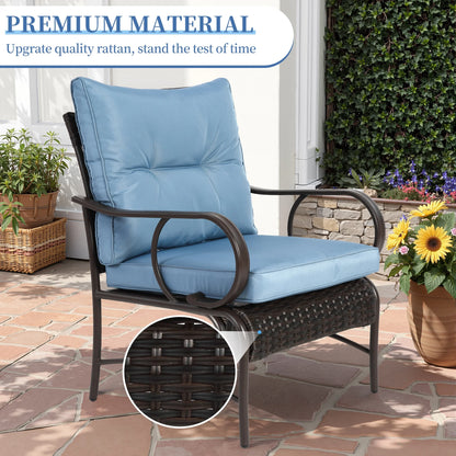 Patio Sofa Set, 4 Pieces Outdoor Sectional Furniture, All-Weather PE Rattan Wicker Patio Conversation Set, Cushioned Sofa Set with Coffee Table for Patio Garden Poolside Deck