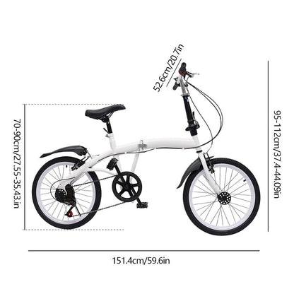 DENEST 20 Inch 7-Speed Bicycle Adult Road Bike Carbon Steel Folding Bike Double V-Brake