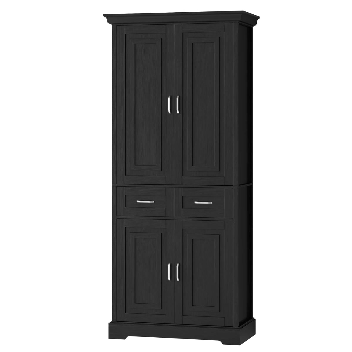 Homfa 70.9'' Tall Kitchen Pantry with 4 Doors, 2 Drawer Modern Freestanding Storage Cabinet for Dining Room Living Room, White