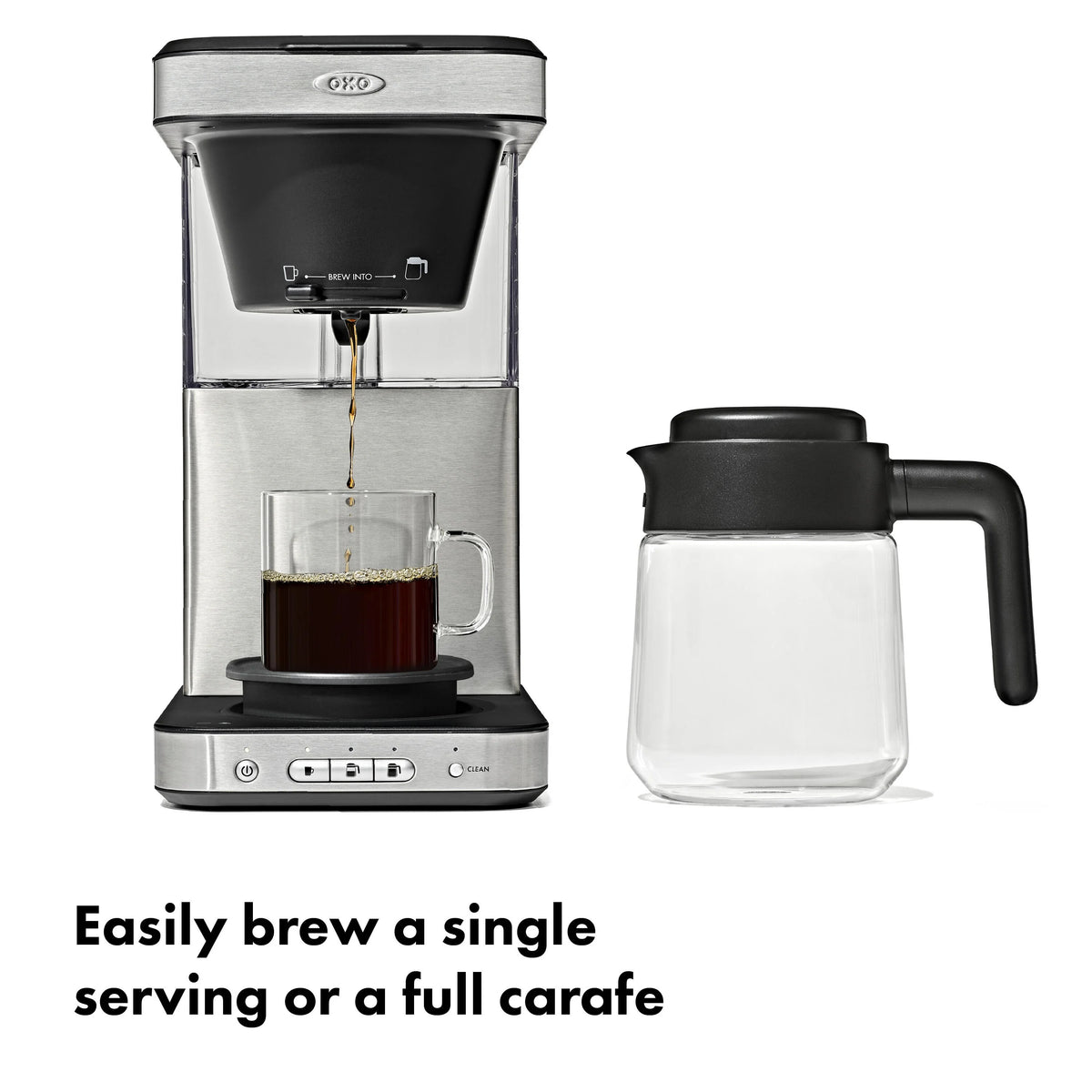 OXO Brew 8-Cup Coffee Maker with Glass Carafe and Single-Serve Option