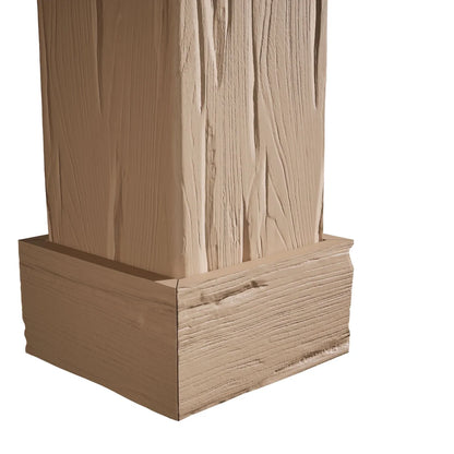 Ekena Millwork 18"W x 5'H Hand Hewn Endurathane Faux Wood Non-Tapered Square Column Wrap with Standard Capital & Base