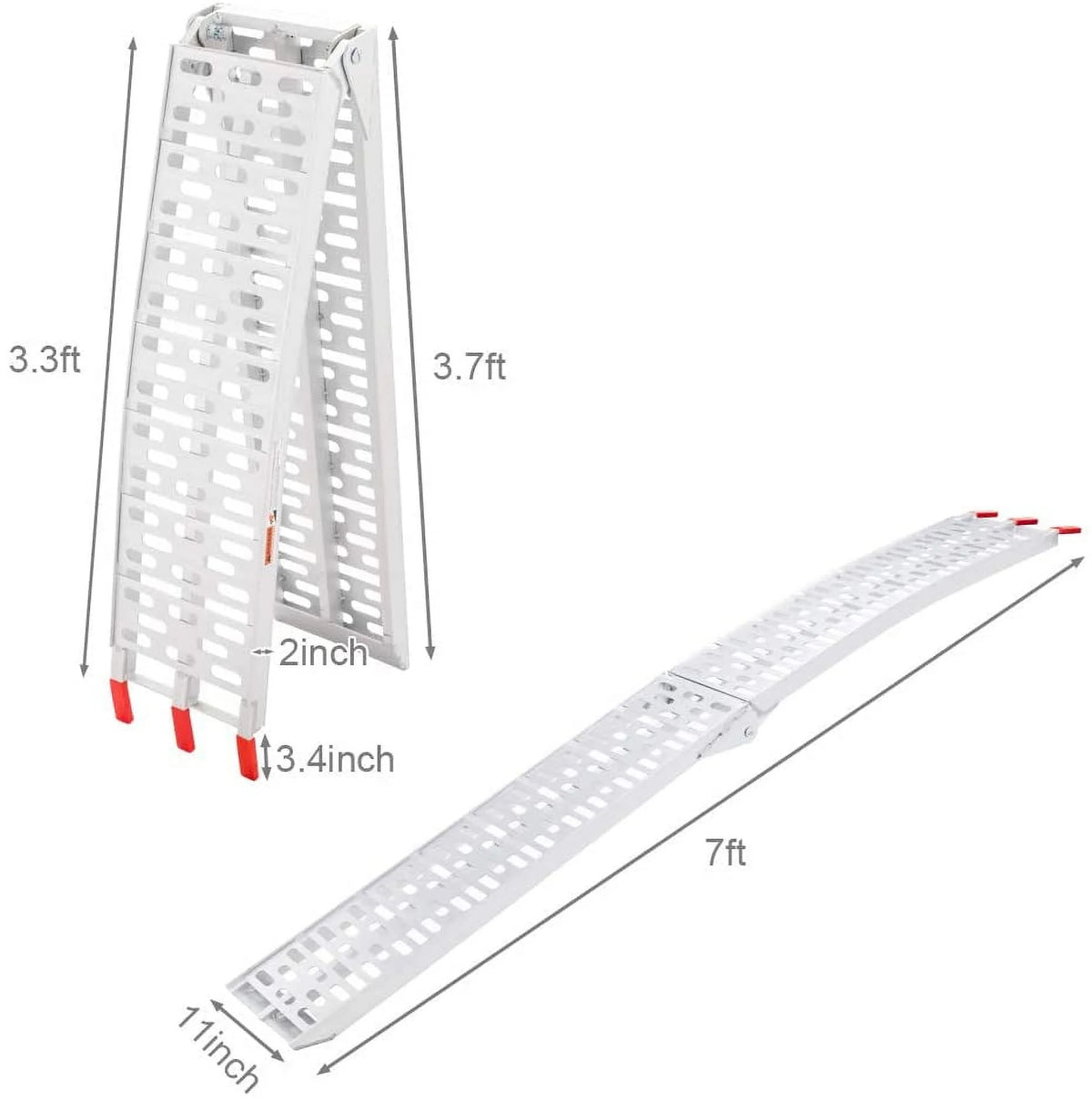TUFFIOM Aluminum Truck Ramp N/A 7ft Aluminum Folding 1500 lb Maax Load - Silver