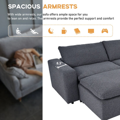 Harper & Bright Designs Convertible Modular Sectional Sofa with 2 Removable Ottomans & Pillows, Large U Shape Cloud Couch with Reversible Chaise for Living Room, Grey
