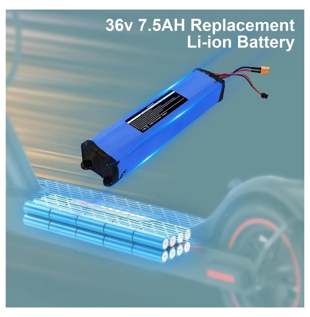 36V 7500mAh Electric Scooter Replacement Battery Pack Compatible for /KS4 Electric Scooter,with Screw Holes at The Bottom and top of The Battery,270Wh-Size:12.3 * 2.59 * 1.57 Inch