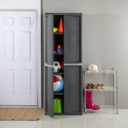 Sterilite 4 Shelf Cabinet Plastic, Flat Gray