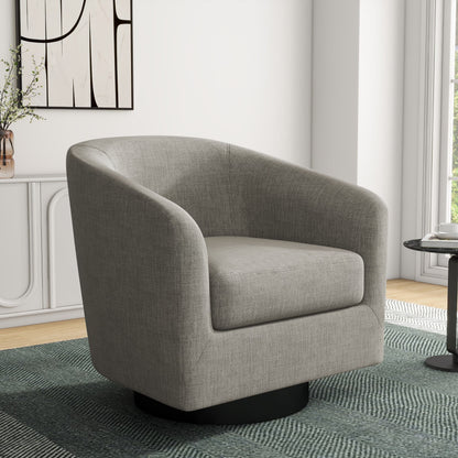 DREAMSIDEA Swivel Barrel Accent Chair for Living Room, Modern Upholstered Round Club Armchair-Cream