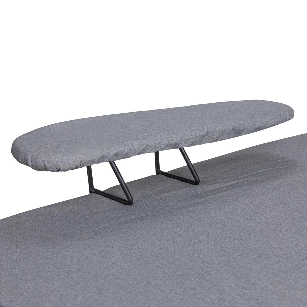 Household Essentials Wide Mega Ironing Board 4-Leg, Steel Top Pressing Station, Heat-Resistant Fiber Pad and Cotton Cover, Includes Sleeve Board and Iron Rest with Hanger Bar, Silver Frame