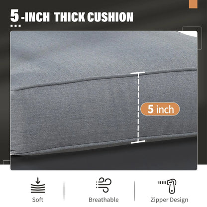 CozyHom 5 Pcs Outdoor Patio Aluminum Furniture Sofa Sets, Outside Patio Conversation Couch Sets With Table&Cushions for Garden Porch, Gray