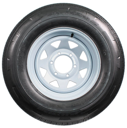 2-Pack Radial Trailer Tire On Rim ST225/75R15 15 in. LRD 6 Lug White Spoke Wheel