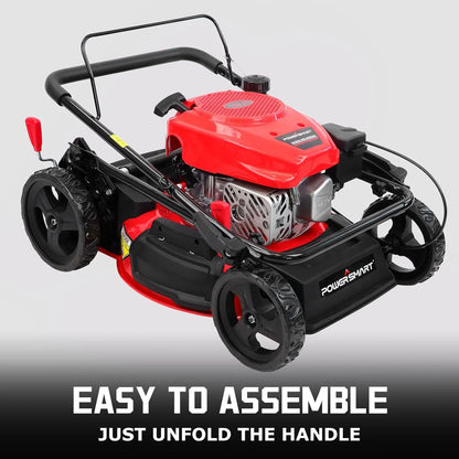 PowerSmart 3-in-1 18-inch Gas Push Lawn Mower with 144cc Engine, 6-Position Height Adjustment