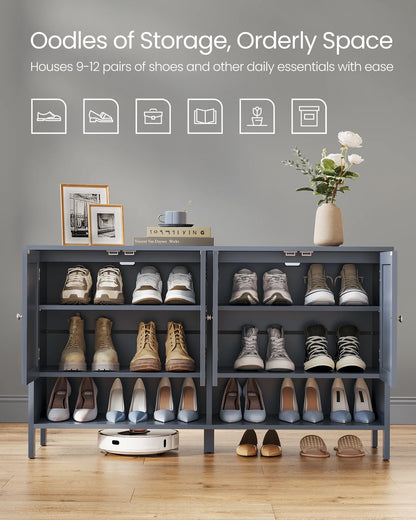 Shoe Cabinet, 3-Tier Shoe Storage Organizer, shoe shelf, Modern Country Cabinet,Freestanding Cabinet with Height-Adjustable Shelf, 13.8 x 47.2 x 27.6 Inches, Entryway, CloudWhite