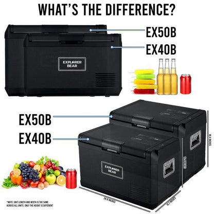 12V Car Fridge 50L 12/24V DC 110-240V AC Portable Freezer Compressor Cooler 0℉-50℉ 3-Year Warranty