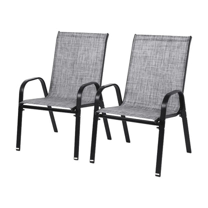 4 Piece Patio Chairs, Outdoor Camping Chairs with Breathable Textilene Fabric, Set of 2 Garden Chairs with Armrest High Backrest for Garden Patio Pool Beach Yard Space Saving ( Brown)