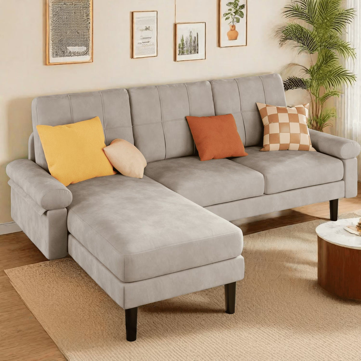 Lofka Sofa Couch with Large Storage Pockets and Soft Seats,Modern Loveseat Sofa for Apartment, Office, Bedroom,Deep Gray