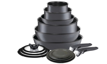 T-fal Ingenio Expertise Nonstick 14-Piece Cookware Set, Induction Oven Safe up to 500F, Detachable Handle, Onyx Black