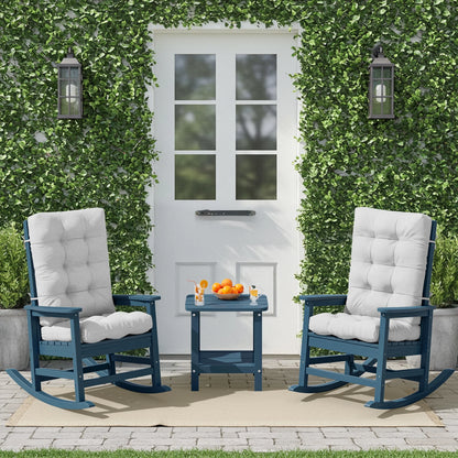 KINGYES HDPE Outdoor Rocking Chairs Set of 2,HDPE Patio Rocker for Porch,Black