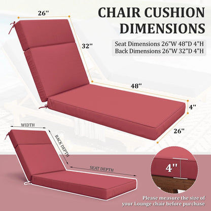 Kimunuk Outdoor Chaise Lounge Cushions set of 2, 80" x 26" x 4" Waterproof Pool Beach Recliner Replacement Cushions with Ties, Navy