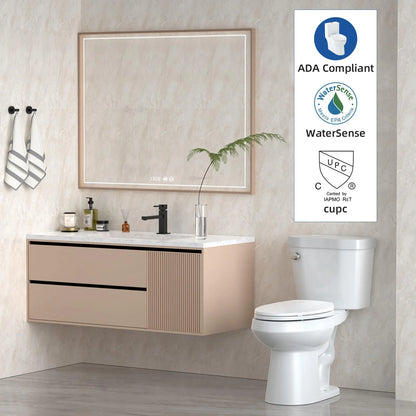 TROPOW Toilet, Two-Piece Toilet, ADA Toilet with Dual Flush, Elongated Toilets for Bathrooms with Soft Close Seat, Universal Height,White