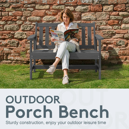 SERWALL Outdoor Bench for 2-Person, Weather-Resistant HDPE with Aluminum Reinforcement, Supports 660 lbs, Comfortable Seating for Patio, Garden, and Porch, Black