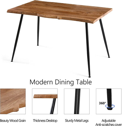 NORDICANA Dining Table Set for 4,Stylish Table with Strong Metal Legs & Modern Dining Chair Armlss Beautiful Home Chair Indoor Velvet Accent Chair with High Back Design,Perfect for Dining Room
