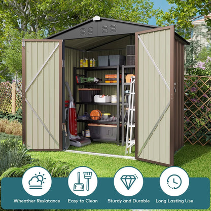 Lofka 6 x 4ft Shed and Outdoor Storage , Durable Metal Garden Shed  with Lockable Door, Weather-Resistant Steel Tool Shed for Backyard, Patio, Grey