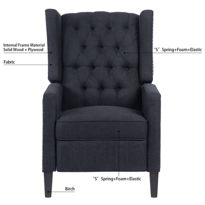 Recliner Chair, Living Room Chairs with Arms, Adjustable Single Reclining Sofa, Home Theater Seating Arm Chair with Thick Padded Seat, Footrest, Lounge Chair for Bedroom, Blue