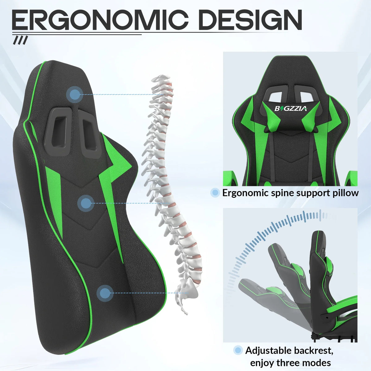Bigzzia Gaming Chair with Footrest, Gaming Chair for Adult with Headrest and Lumbar Support,Red