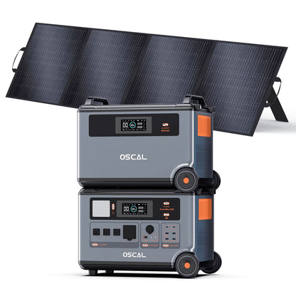 OSCAL PowerMax 6000 Portable Power Station, 3600Wh LiFePO4 Battery with 6000W Output, BP3600 Expansion Battery & 200W Solar Panels, Solar Generator for Camping, Home, Outdoor, Emergency Use