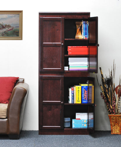 Concepts in Wood Storage Cabinet, 72 inch with 5 Shelves - Cherry Finish