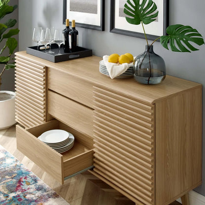 Modway Render 63" Sideboard Buffet Table or TV Stand in Oak