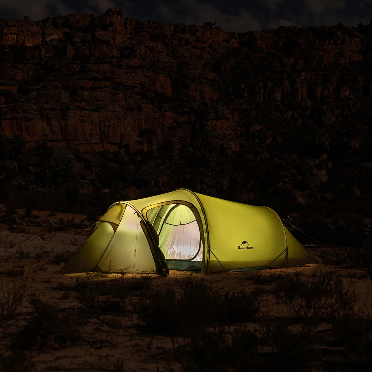 Naturehike, Ultralight Hiking Tent, Tear-resistant Tunnel Tent, Waterproof Camping Tent, Windproof Tent with Hall, 15D Lightweight Silicone-coated Nylon Fabrics,Large size for 2/3 Person.