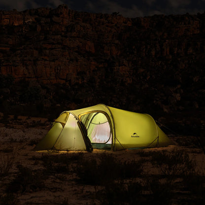 Naturehike, Ultralight Hiking Tent, Tear-resistant Tunnel Tent, Waterproof Camping Tent, Windproof Tent with Hall, 15D Lightweight Silicone-coated Nylon Fabrics,Large size for 2/3 Person.