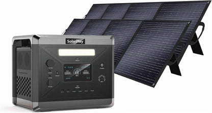 SolarPlay Portable Power Station, 2500W/2304Wh Large Capacity Solar Generator, with 400W Solar Panel, 4 AC Outlets (5000W Peak), Emergency Power Station for Home, Camping, Outdoor Battery Backup