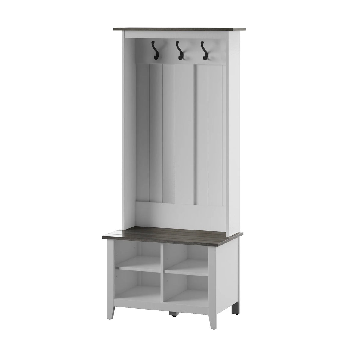 Twin Star Home Hall Tree with Storage Bench in White