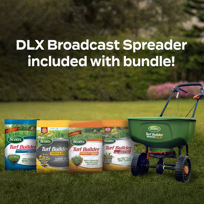 Scotts Turf Builder Bundle for Large Lawns with EdgeGuard DLX Broadcast Spreader